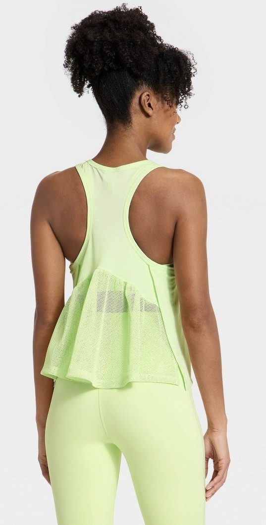All In Motion Mesh Backed Cropped Run Tank Top Neon Green sz M NWT