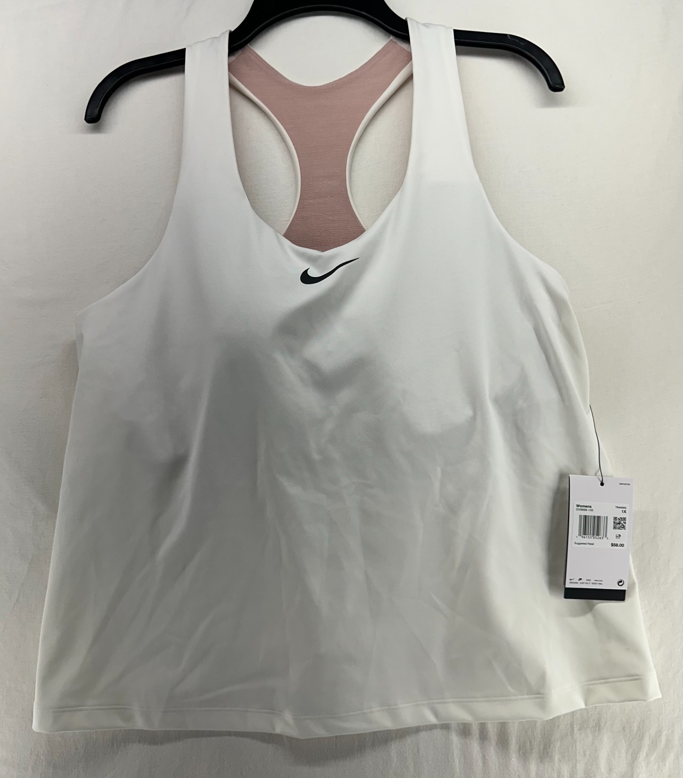 Nike Plus Size Active Medium Support Padded Sports Bra Tank Top White 1X NEW