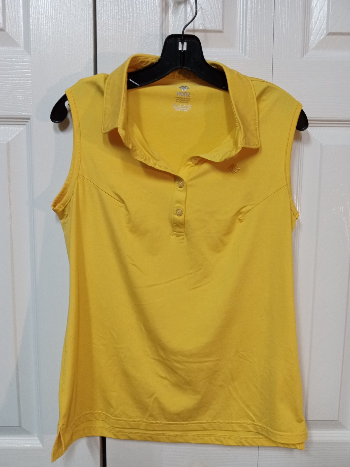 MOFIZ Women’s Sleeveless Polo Shirt Yellow Golf Athletic Stretch Top Size M