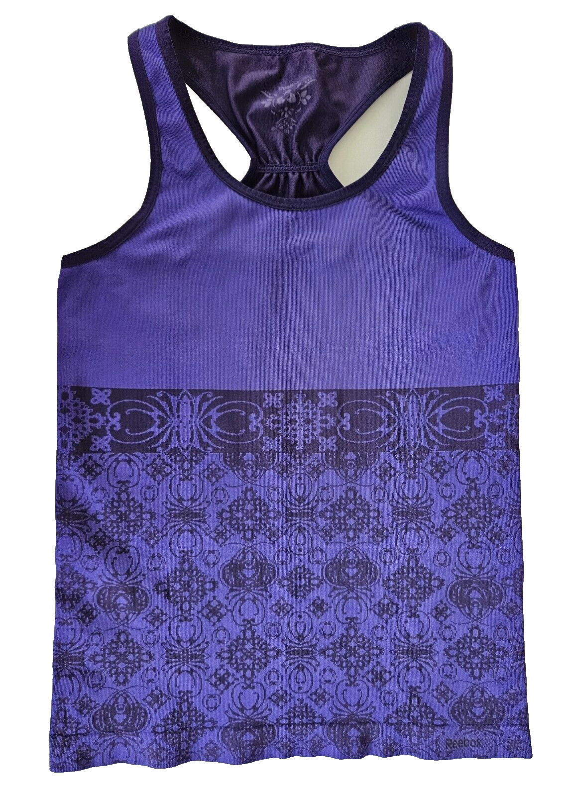 Reebok Crossfit Womens Seamless Active Racerback Tank Top Purple Print Medium