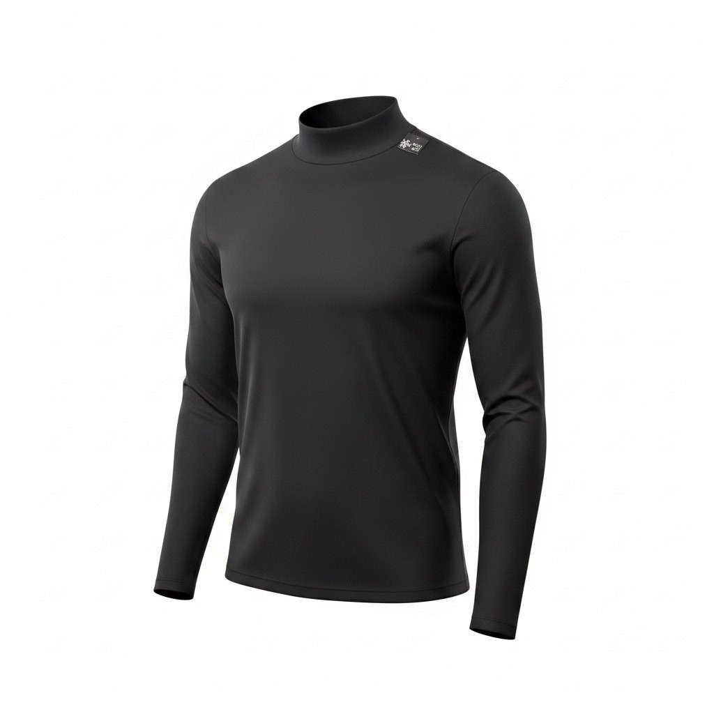 DSG CWC Mock Neck Pure Black Moisture Wicking Compression 50+ UV NWT