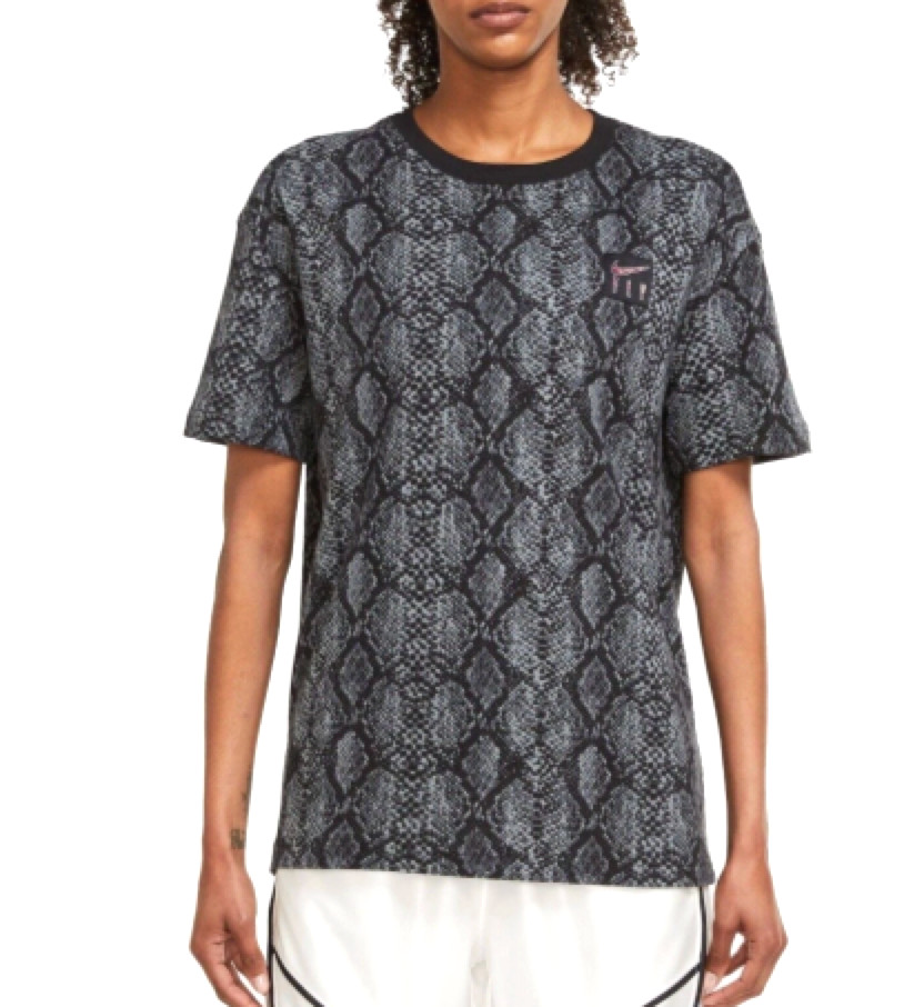 Nike Fly Womens Basketball Snake Print T-Shirt DN3051-100 Black Gray Size Small