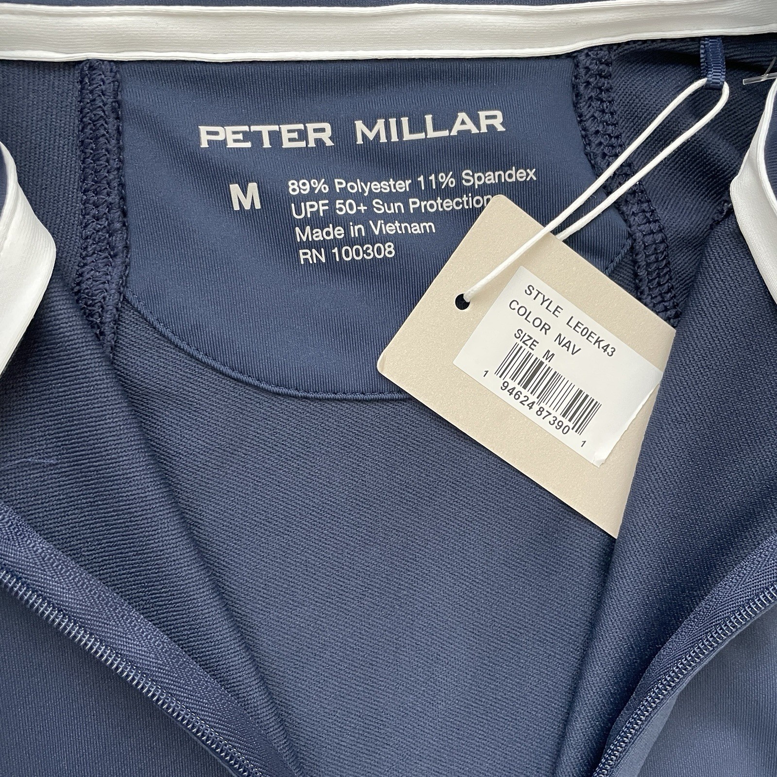 Peter Millar 1/4 Zip Medium Pullover Wmns Navy Blue Stretch UPF 50+ Pebble Beach