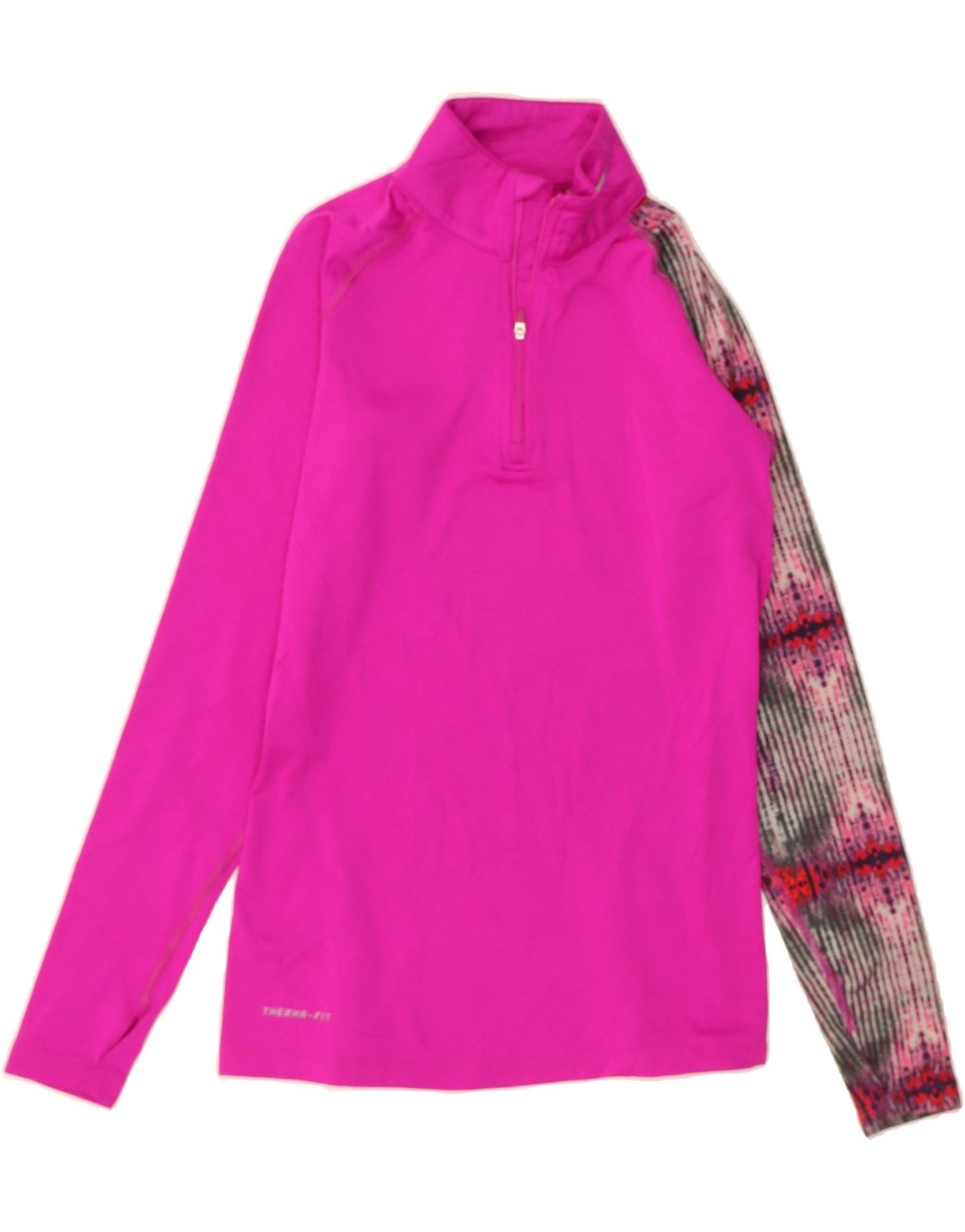 NIKE Womens Therma-Fit Top Long Sleeve UK 10 Small Pink Colourblock LN13