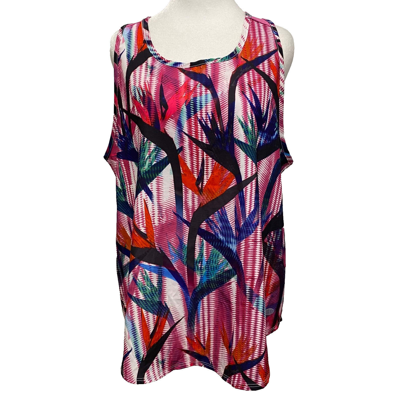 Reel Legends Keep It Cool Sleeveless Top Sz L Pink Tropical Fishing Beach Outdoo