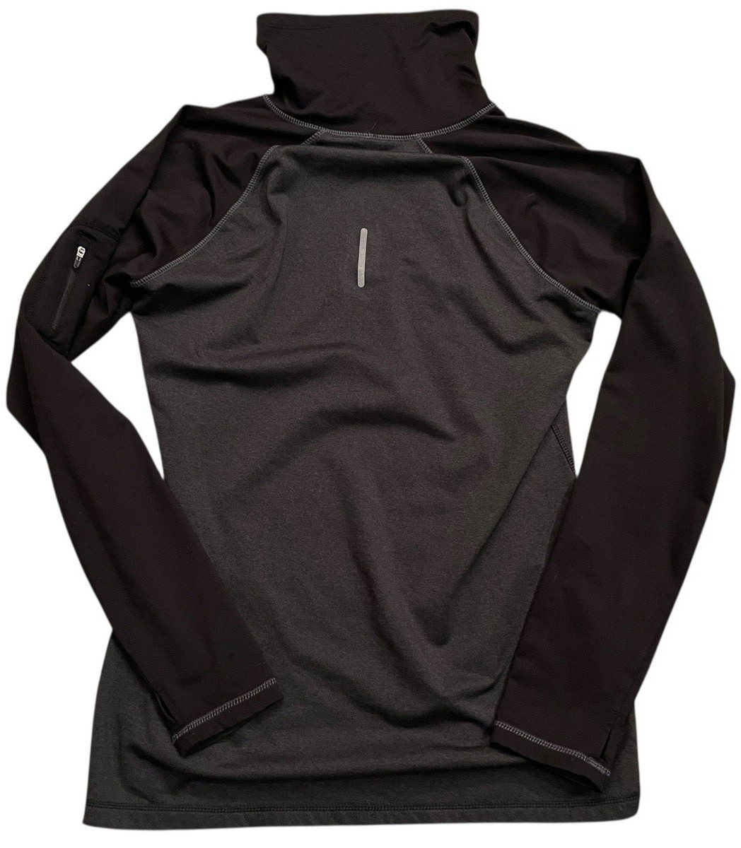 REEBOK Active Stretch Fit Gray Black Reflective Mock Neck Shirt Top womens Large