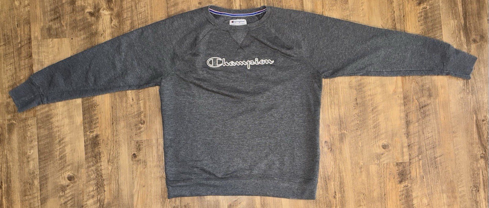 Womens Sz L Champion Long Sleeve Surf Web/ Gray Classin Jsy Tee Rn15763 Ca 00153