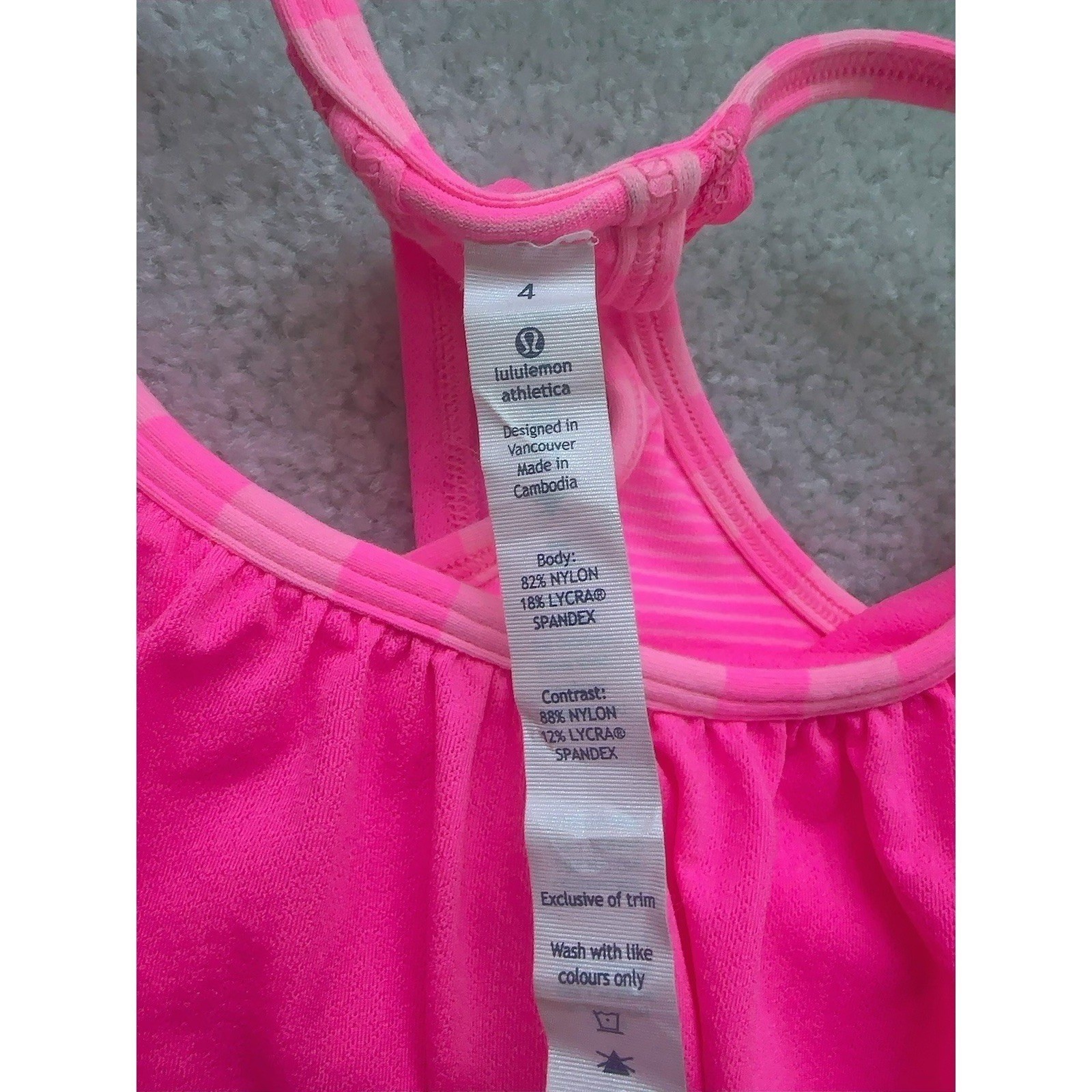 Lululemon No Limits Tank Paris Perfection Hot Pink Size 4 Excellent Condition