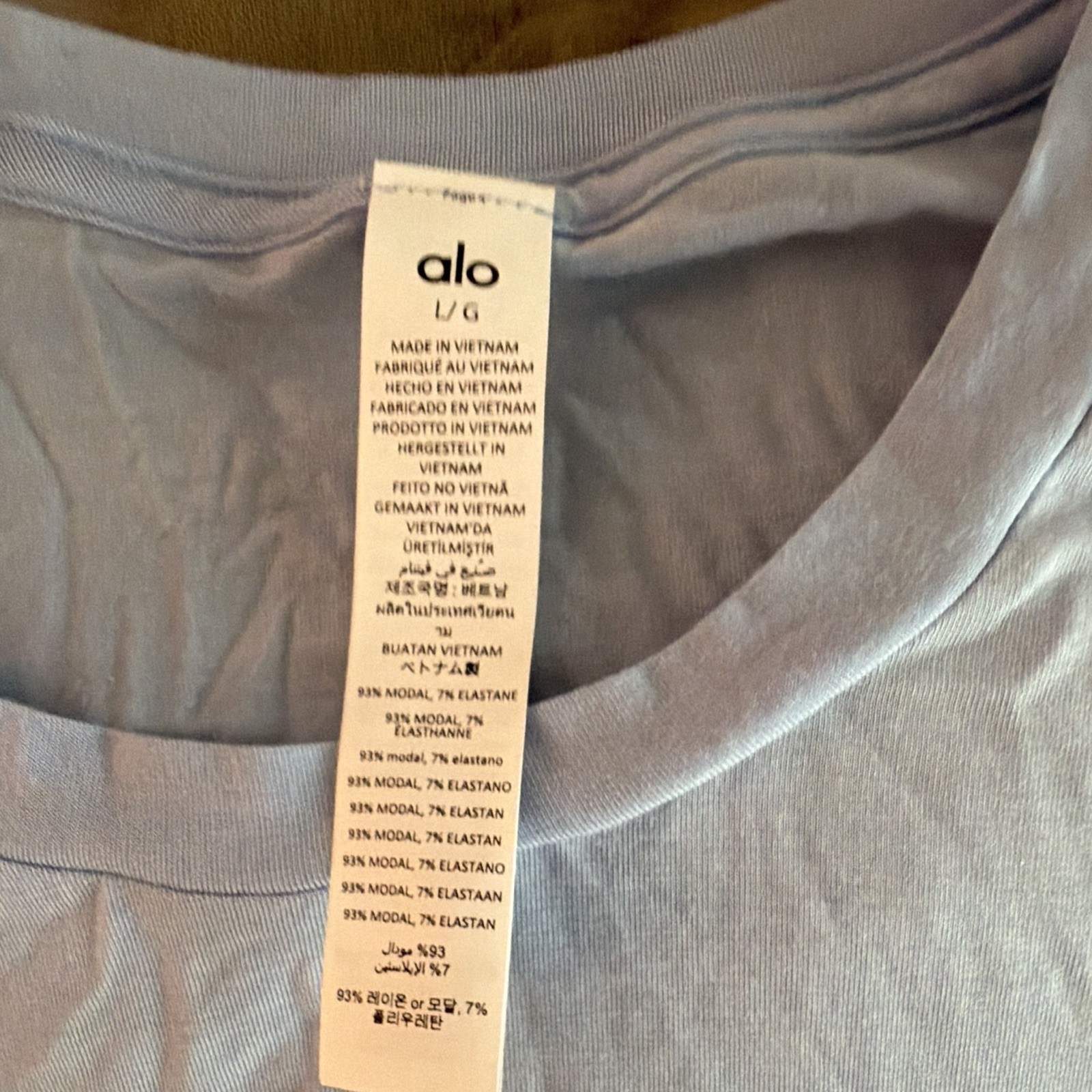 Alo Yoga Women’s Blue Crew Neck Short Sleeve Stretch T-Shirt, Size L