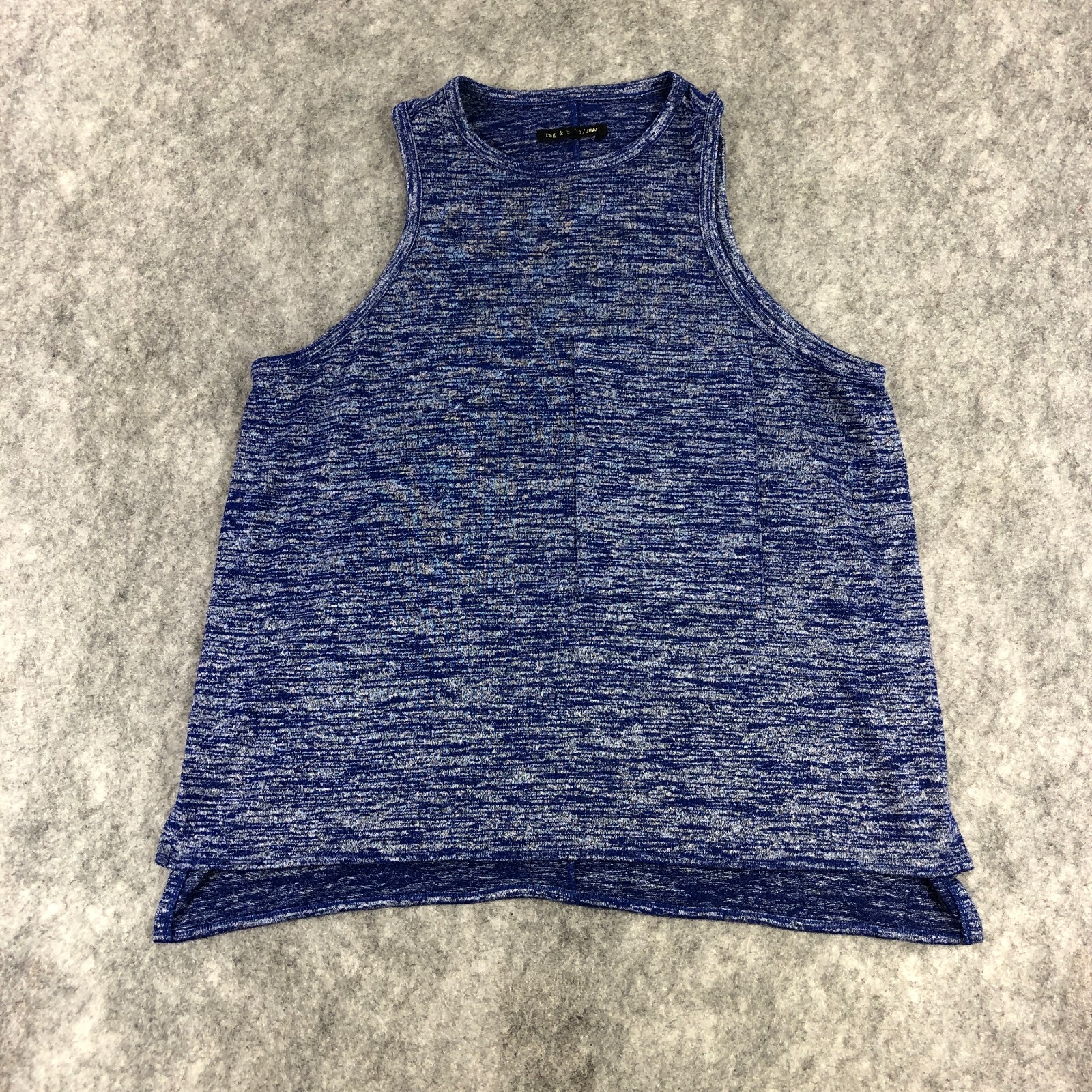 Rag & Bone Racerback Tank Womens Large Blue Heather Round Neck Rayon Stretch