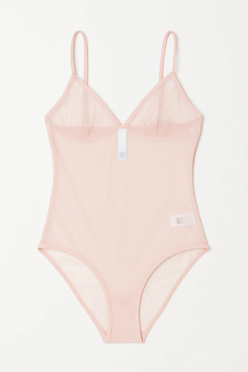American Apparel women Stretch Mesh Strappy Bodysuit, Crystal Pink, XS