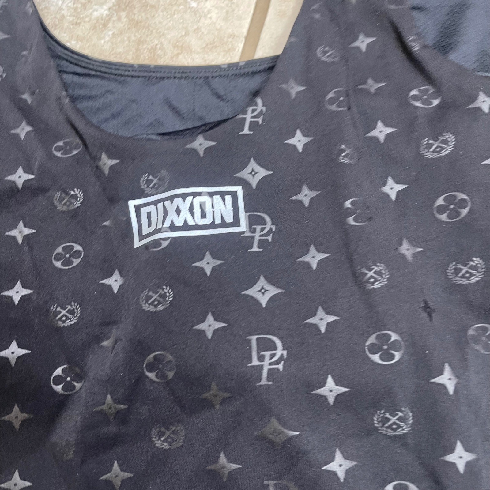 Dixxon Flannel Co Black Monogram Athletic Tank Top with Shelf Bra Womens large