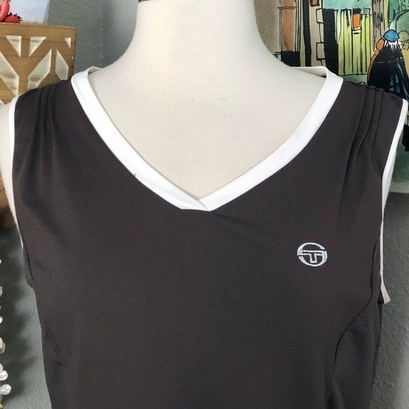 SERGIO TACCHINI Brown White Vented Designer Active Tank Top Women’s size L