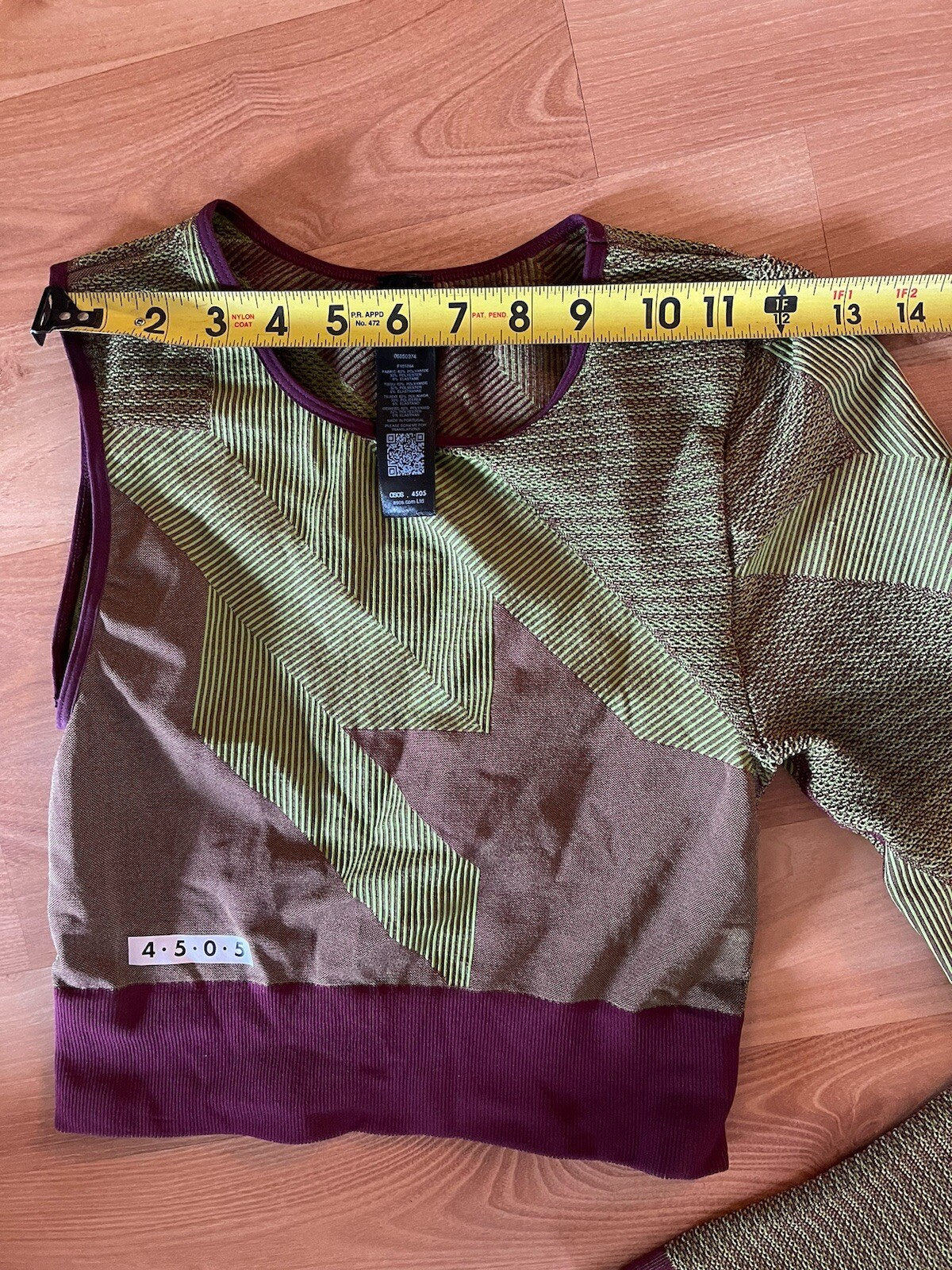 Asos 4505 Athletic Top Compression Purple Green Women’s Size One Sleeve Yoga