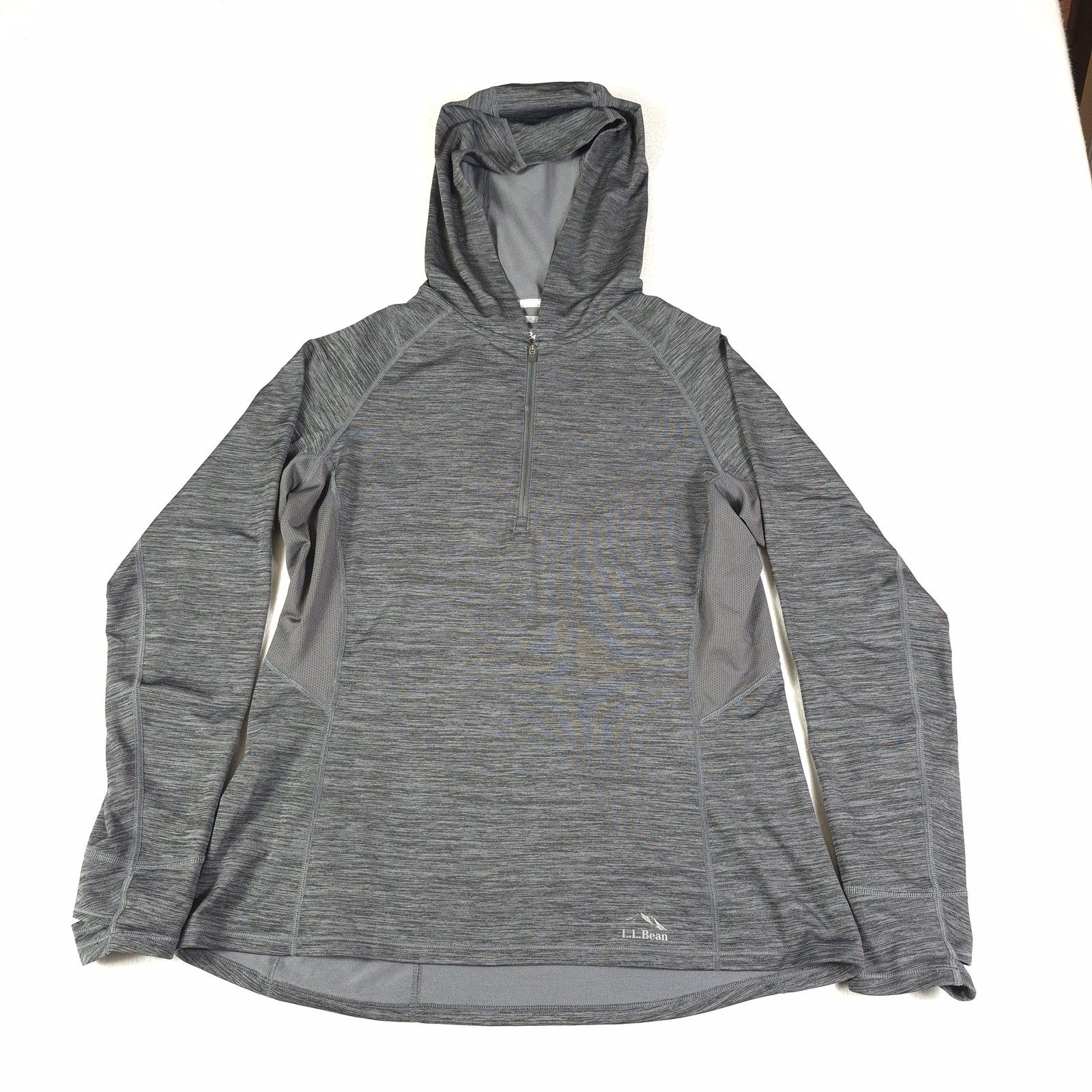 LL Bean Pullover Womens Large Misses Hooded Quarter Zip Athletic Outdoor Active