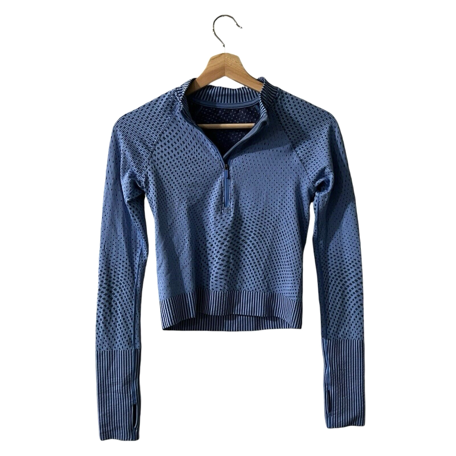 Lululemon Rest Less Cropped Half-Zip Pullover Size 2 Ribbed Knit Nile Night Sea