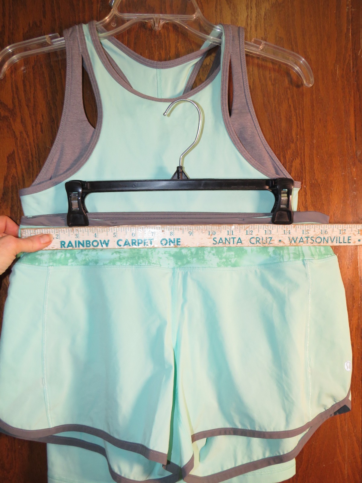 Lululemon 8 Inspiration Tank Toothpaste Aqua Heathered Slate Gray EUC! HTF!