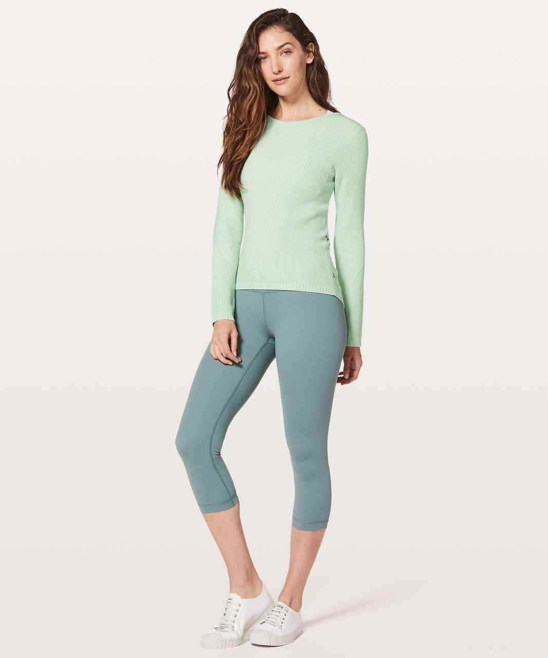 LULULEMON Wrap It Back Sweater Cashmere Define Reversible Sea Green Size 4 EUC