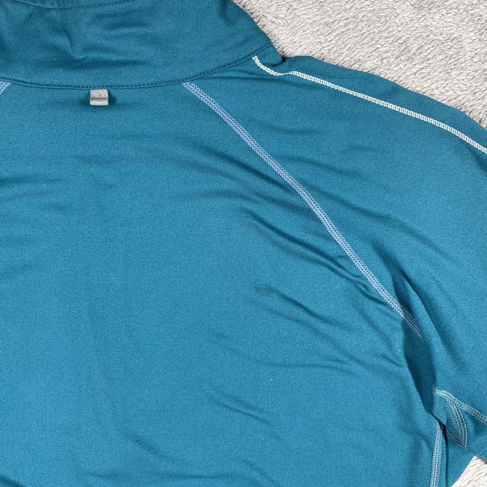 Nike Dri-FIT Pullover Womens Medium Blue Mock Neck 1/2 Zip Athletic Stretch