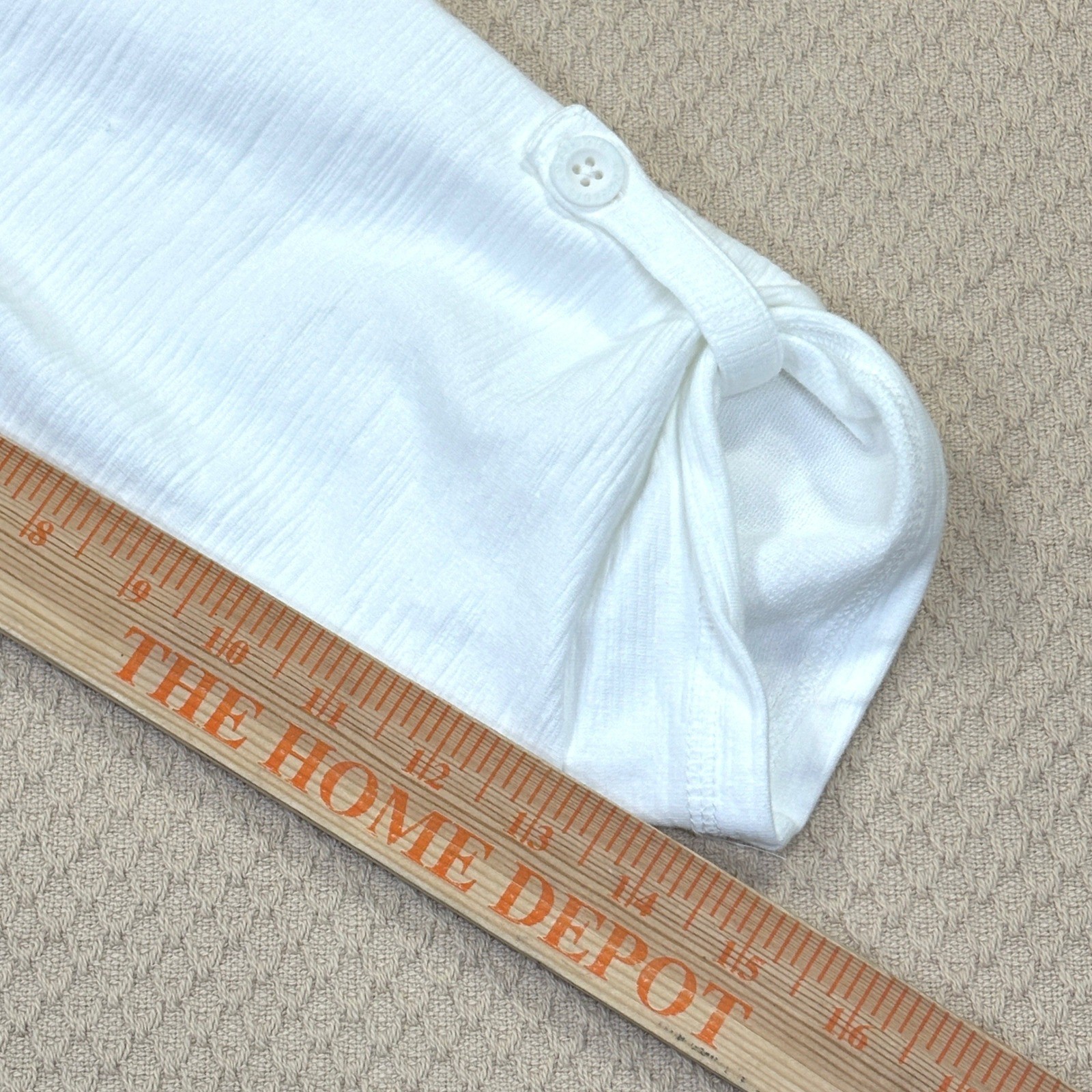 T by Talbots White Slub Henley Pullover UPF 50+ Kangaroo Pocket Top Women 1X NEW