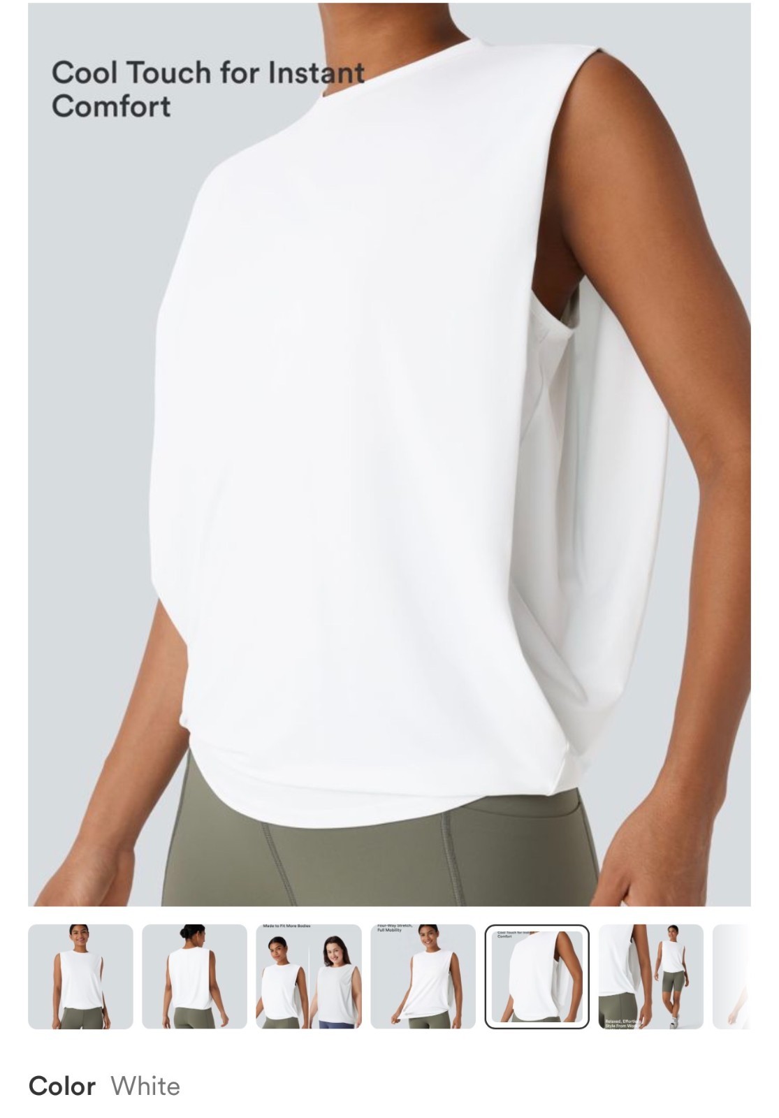 Halara Round Neck Ruched InstantCool Yoga Tank Top-UPF50+ Size L NWOT