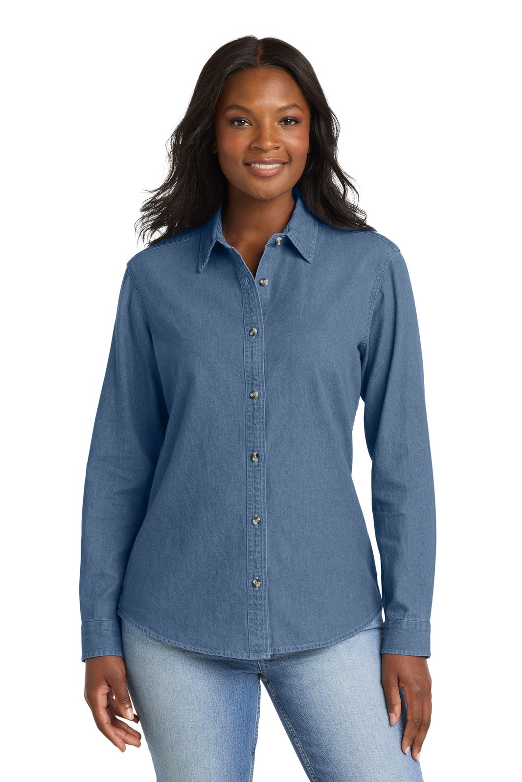Port & Co Women’s Long Sleeve Value Denim Shirt LSP10