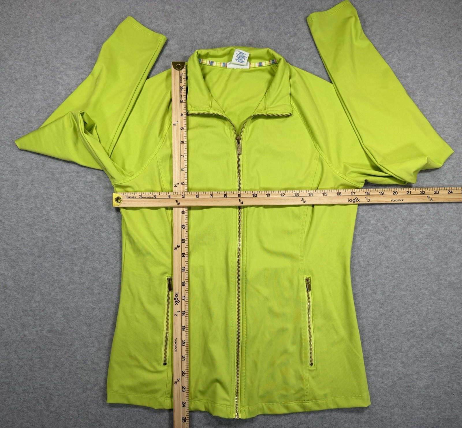 Sigrid Olsen Full Zip Activewear Jacket Lime Green Women’s Medium Golf Tennis
