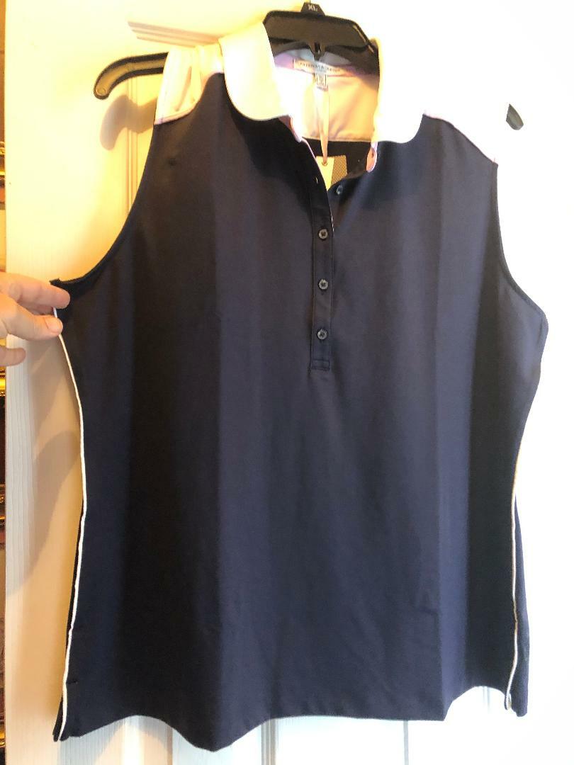 NWT Ladies FAIRWAY & GREENE Eclipse Navy Blue Sleeveless Golf Shirt – size XL