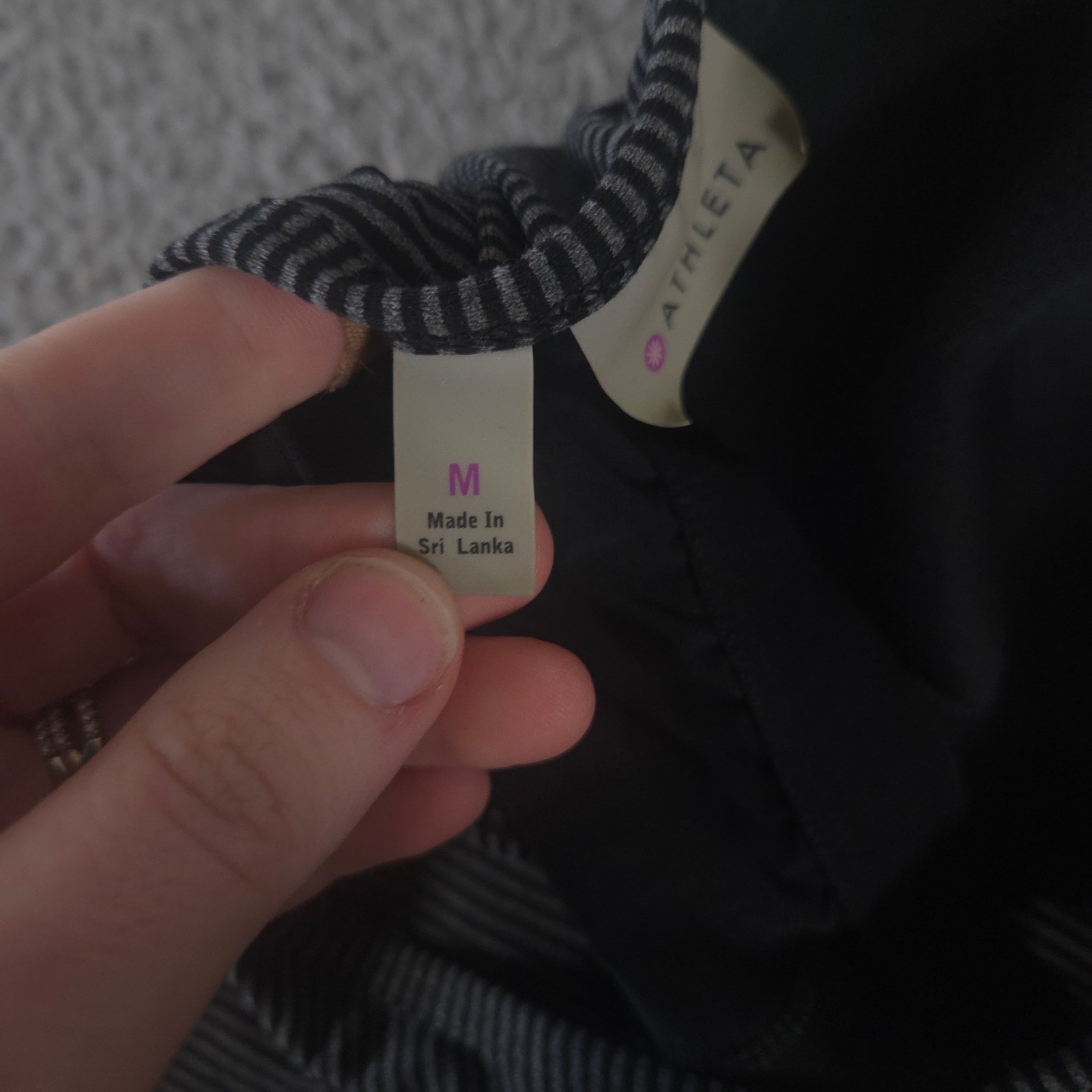 Athleta Top Womens Medium Multi Striped Tank Crisscross Back Shelf Bra Active