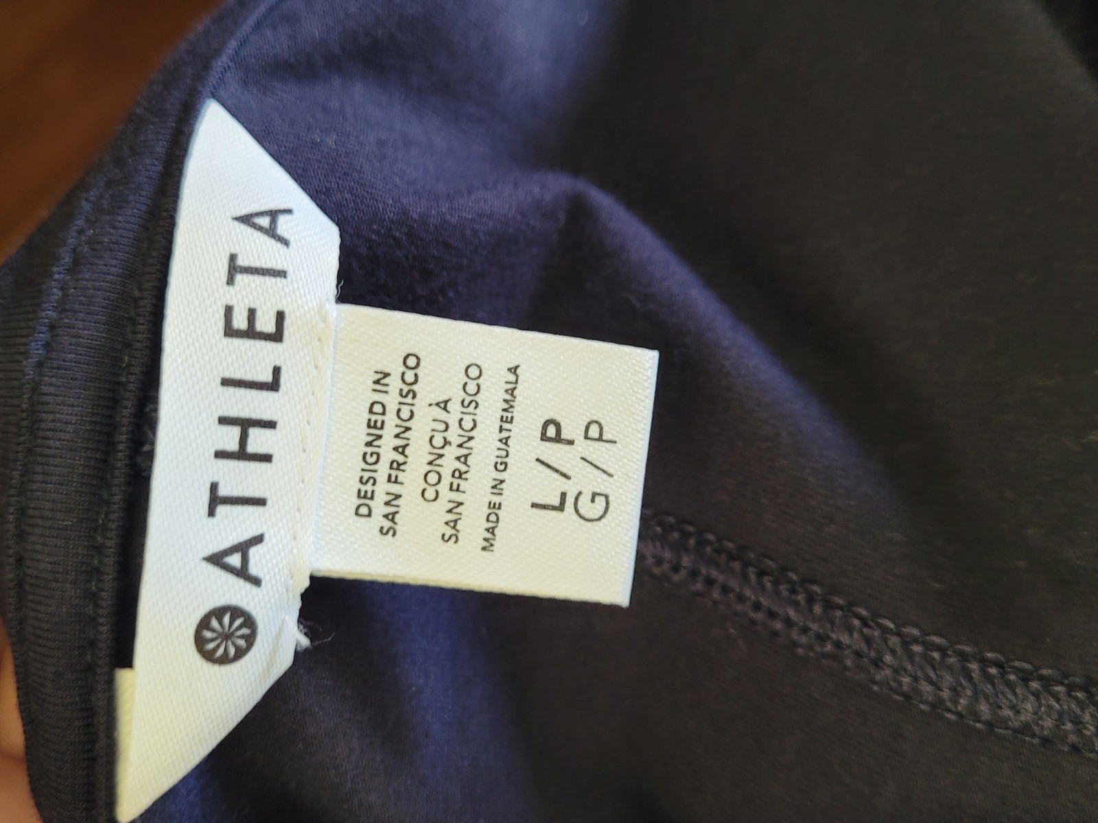 Athleta Size L Essential V Neck Tee Navy Women Cotton Blend Top Short Sleeve NWT