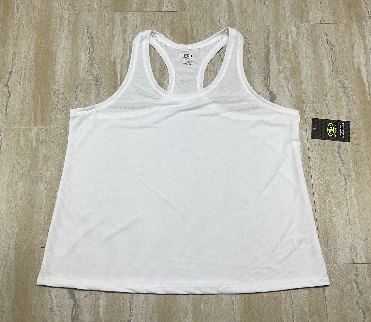 Athletic Works Womens Size XL (16-18) Dri-Works Sleeveless White Tank Top