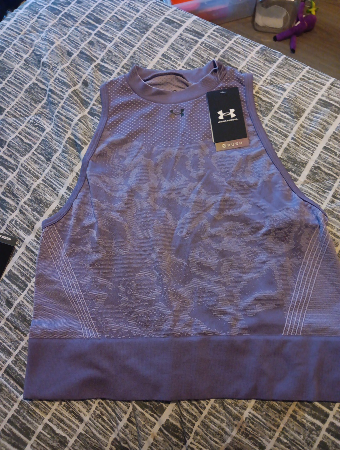 Under Armour RUSH XL Extra Large Crop Tank Top Purple Nwt