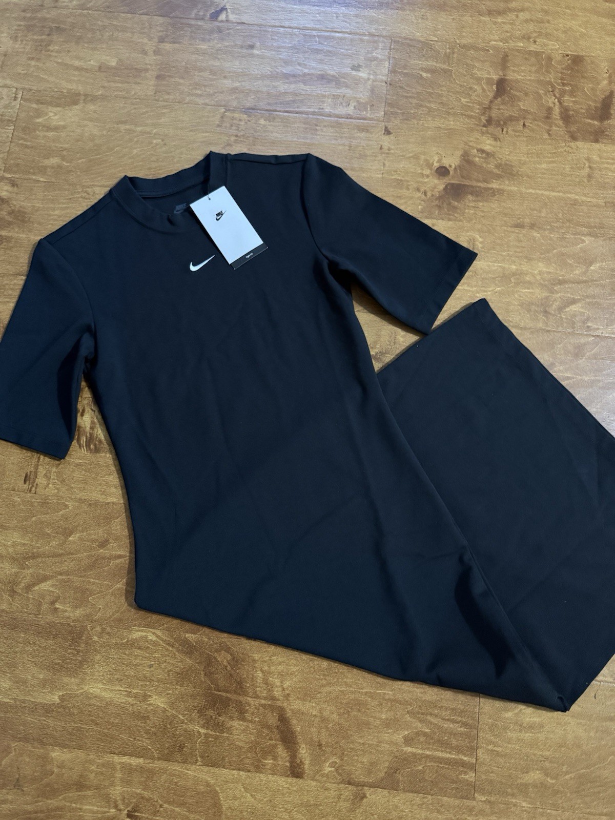*NEW* WOMEN Nike Sportswear Essential Tight MIDI Dress Black (DV7878 010) Sz S