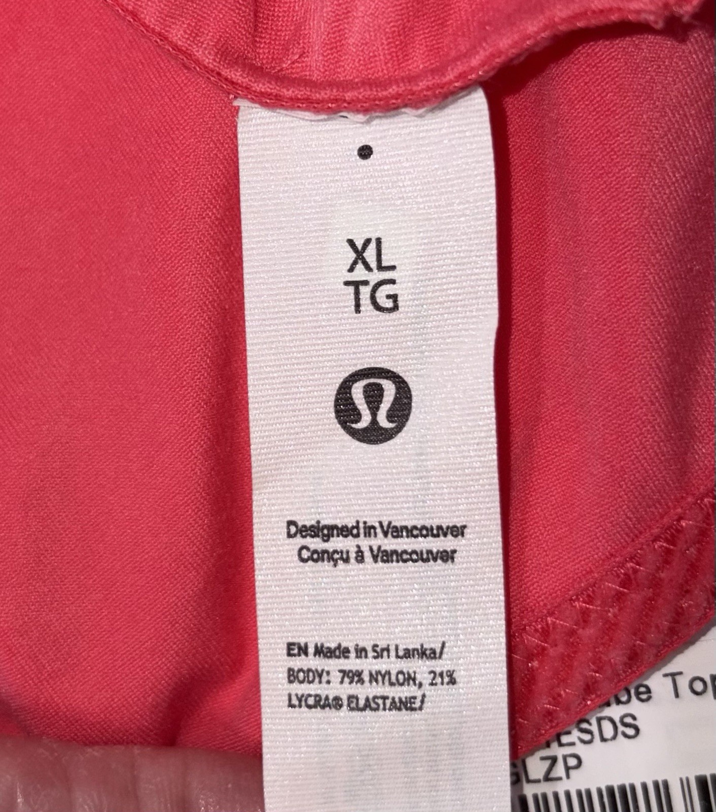 NWT⛱️LULULEMON⛱️X-LARGE⛱️WUNDERMOST⛱️NULU TUBE TOP⛱️GLAZED PINK⛱️HIP LENGTH⛱️