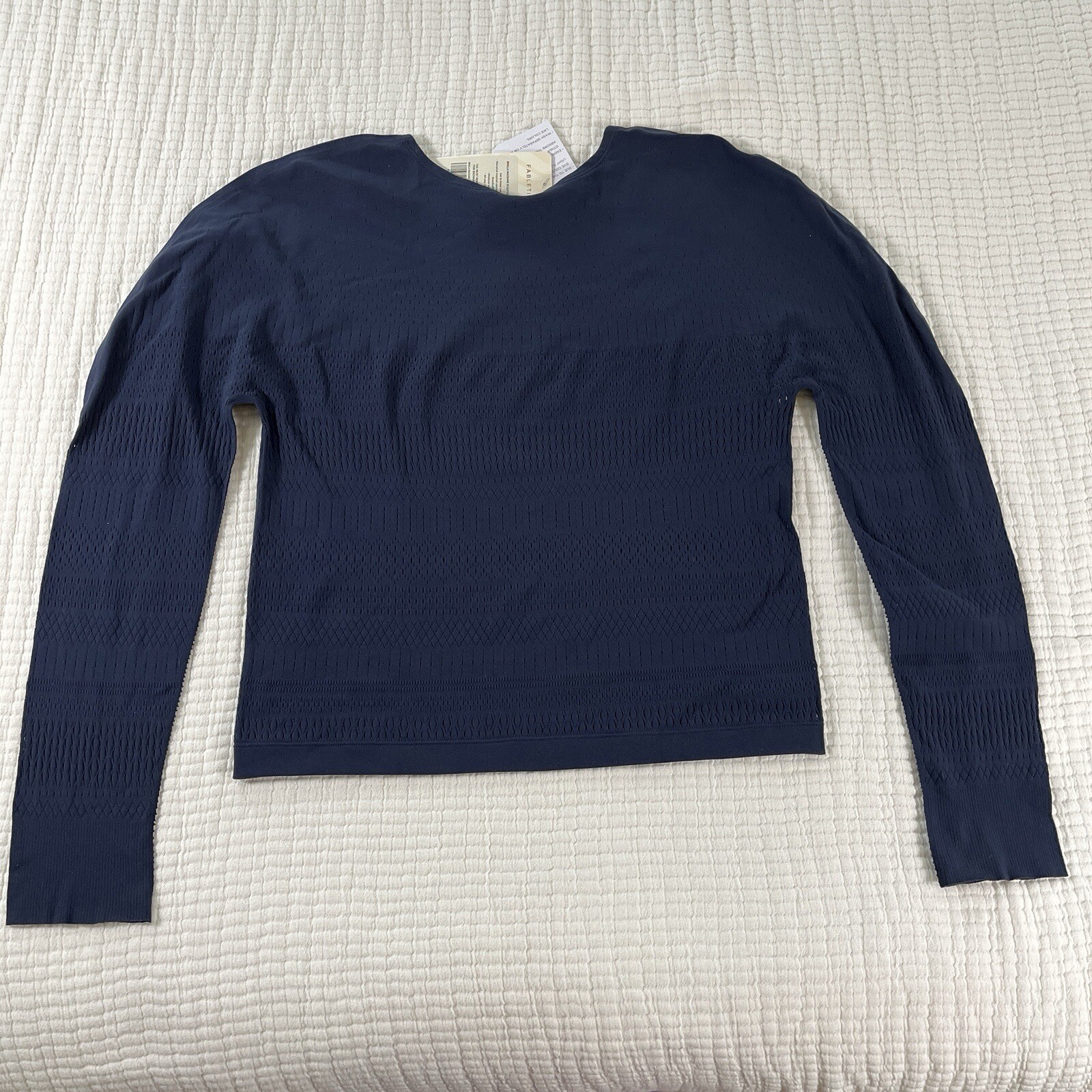 Fabletics Top Womens 2XL 18 20 Blue Briella Macreme Sculptknit Active Gym NEW