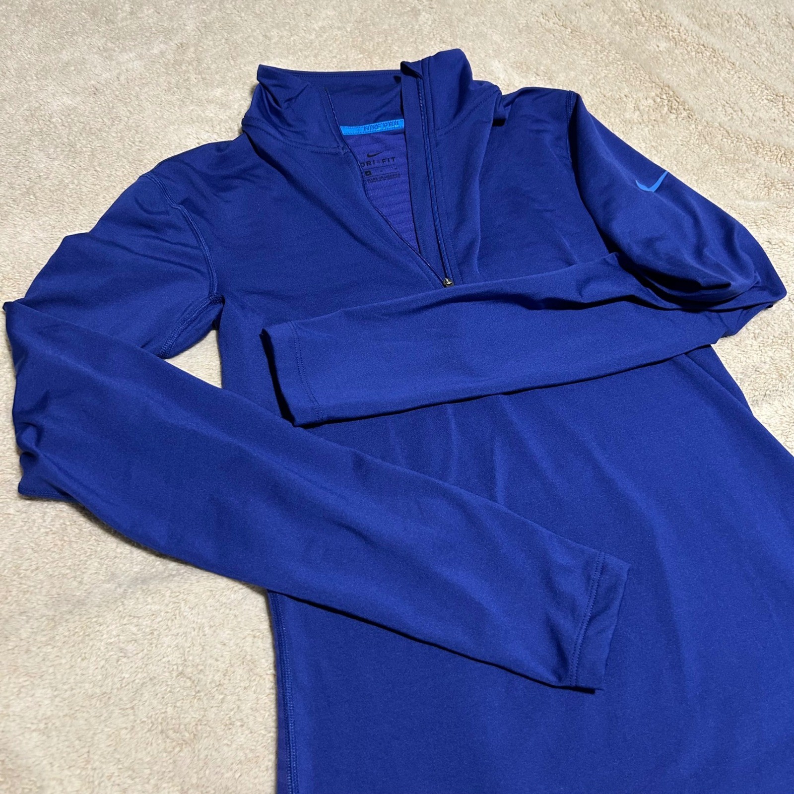Nike Pro Hyperwarm 1/4 Zip Womens M Blue Dri-Fit Long Sleeve Athletic Running