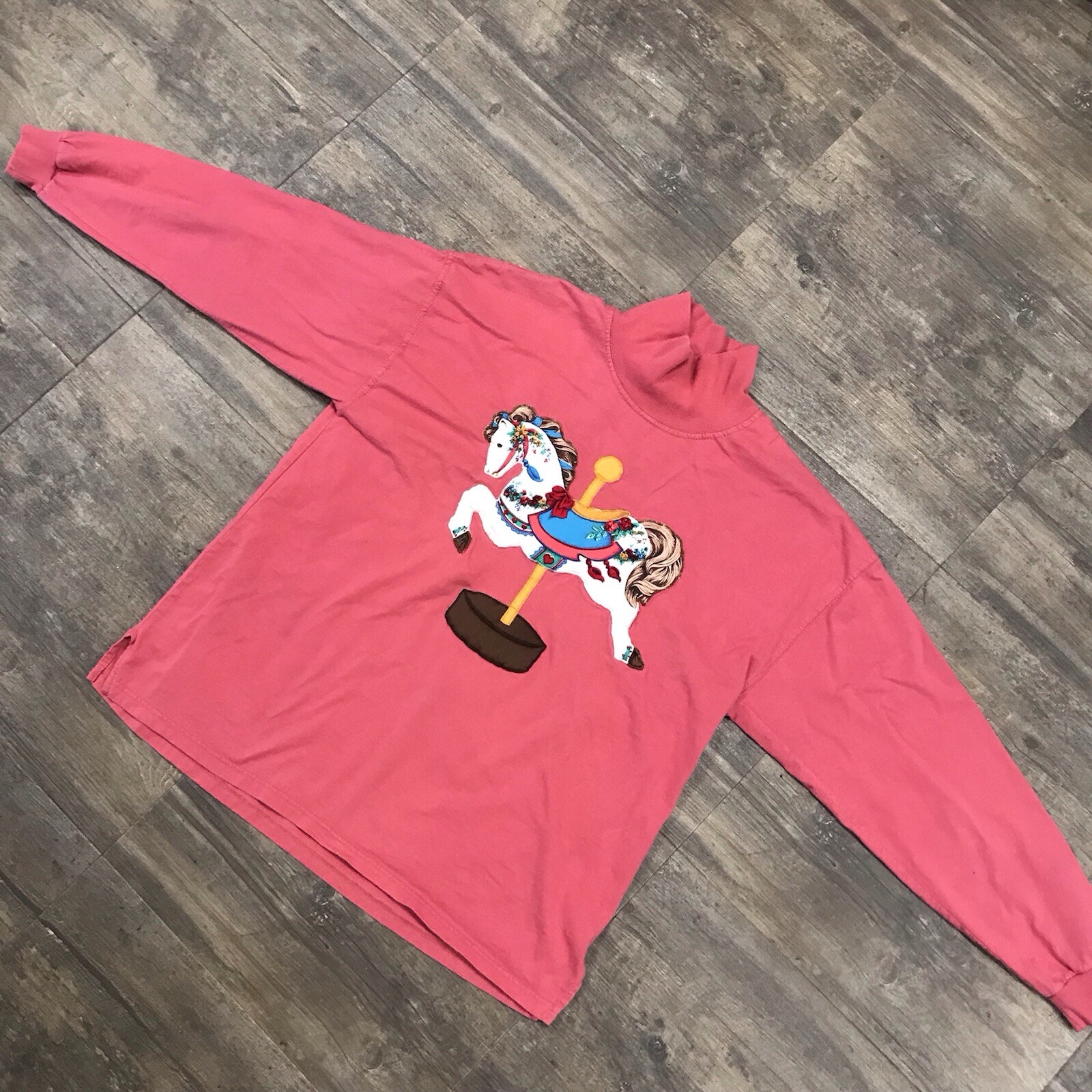 Vintage Russell Athletic Turtleneck Pullover Carousel Horse Size Large USA (341)