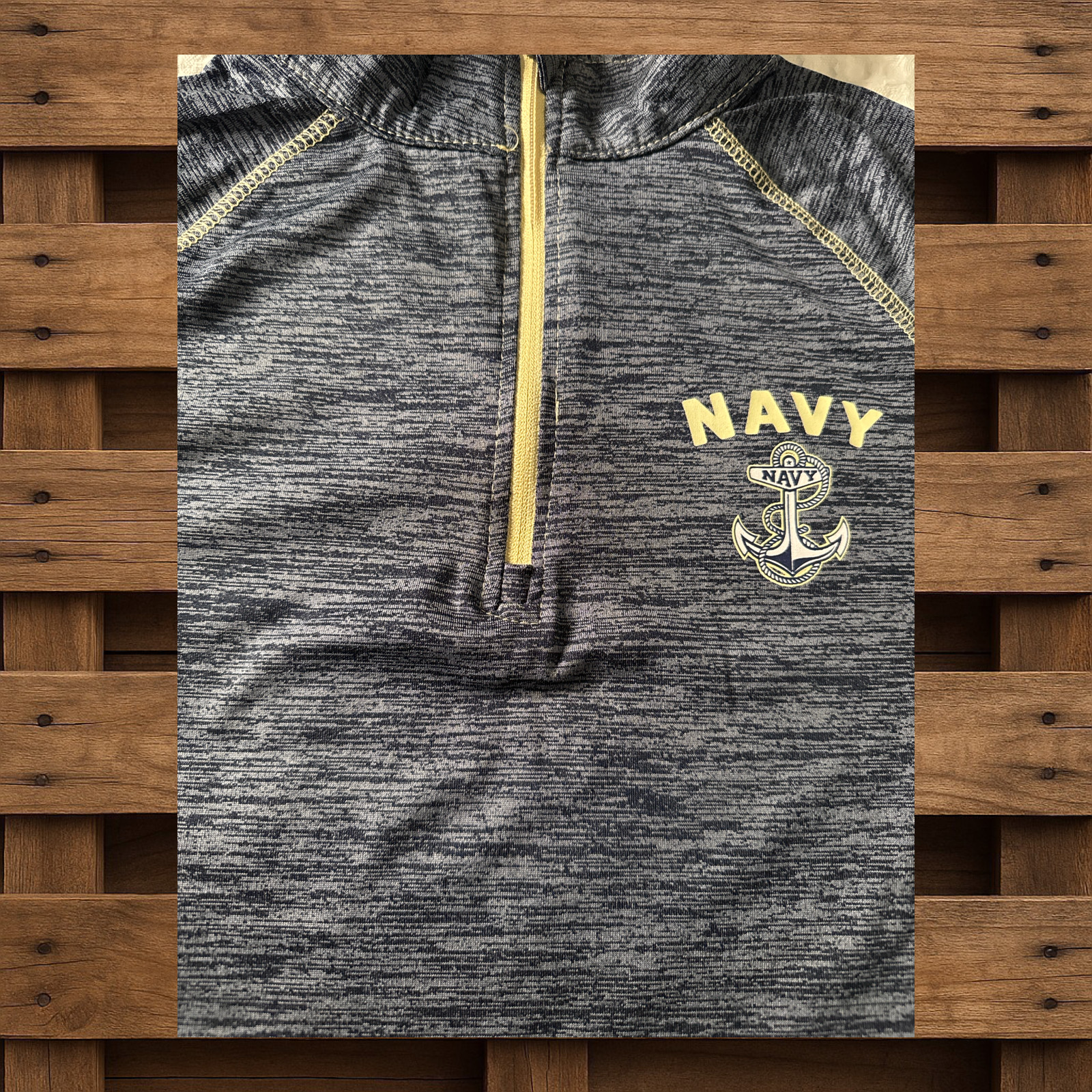 Colosseum Navy Theme Size MediumLong Sleeve 1/4 Zip Blue Heather Tagless.