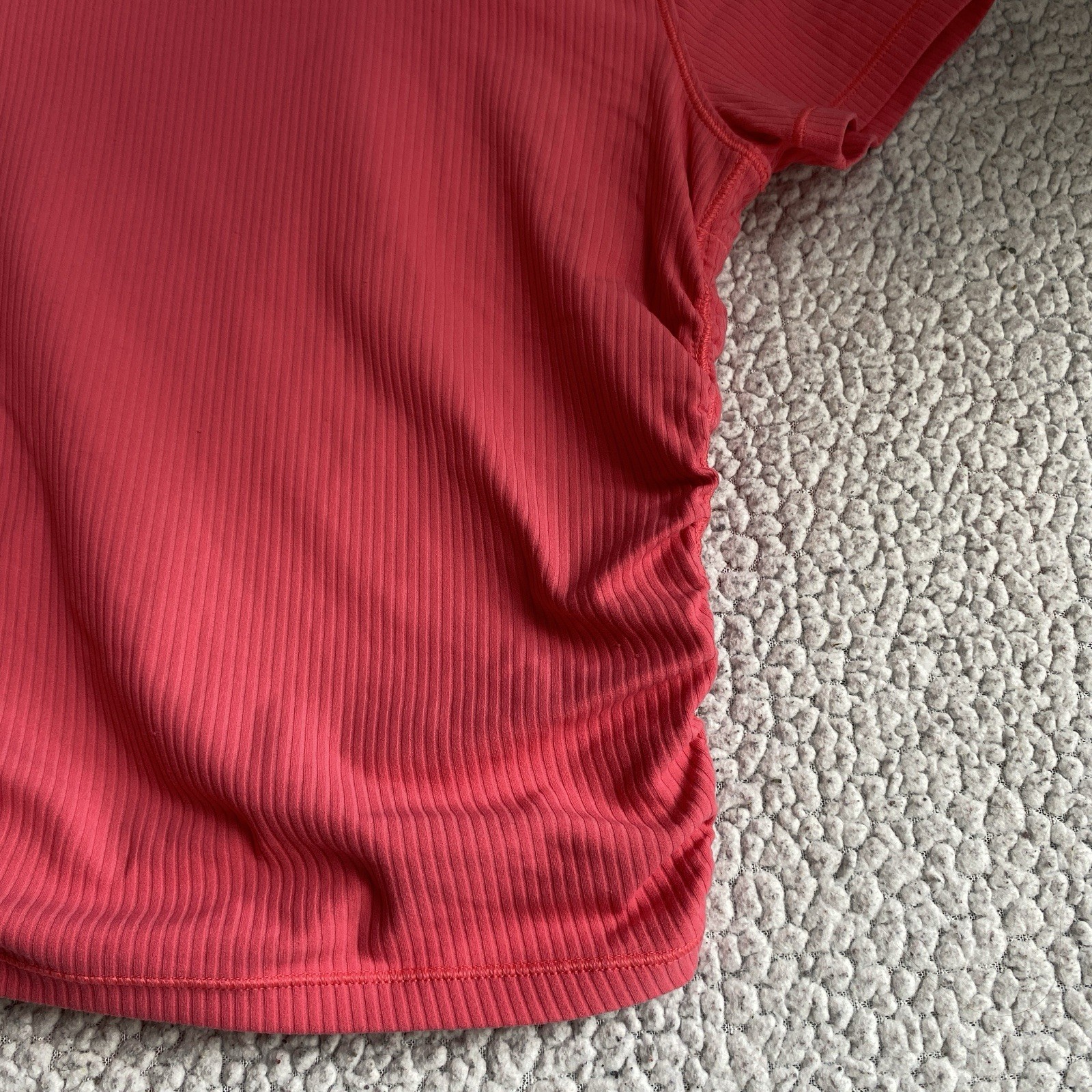 Lululemon All It Takes Micro Ribbed Ruched Cropped Tee Shirt Nulu Pink Size 2?