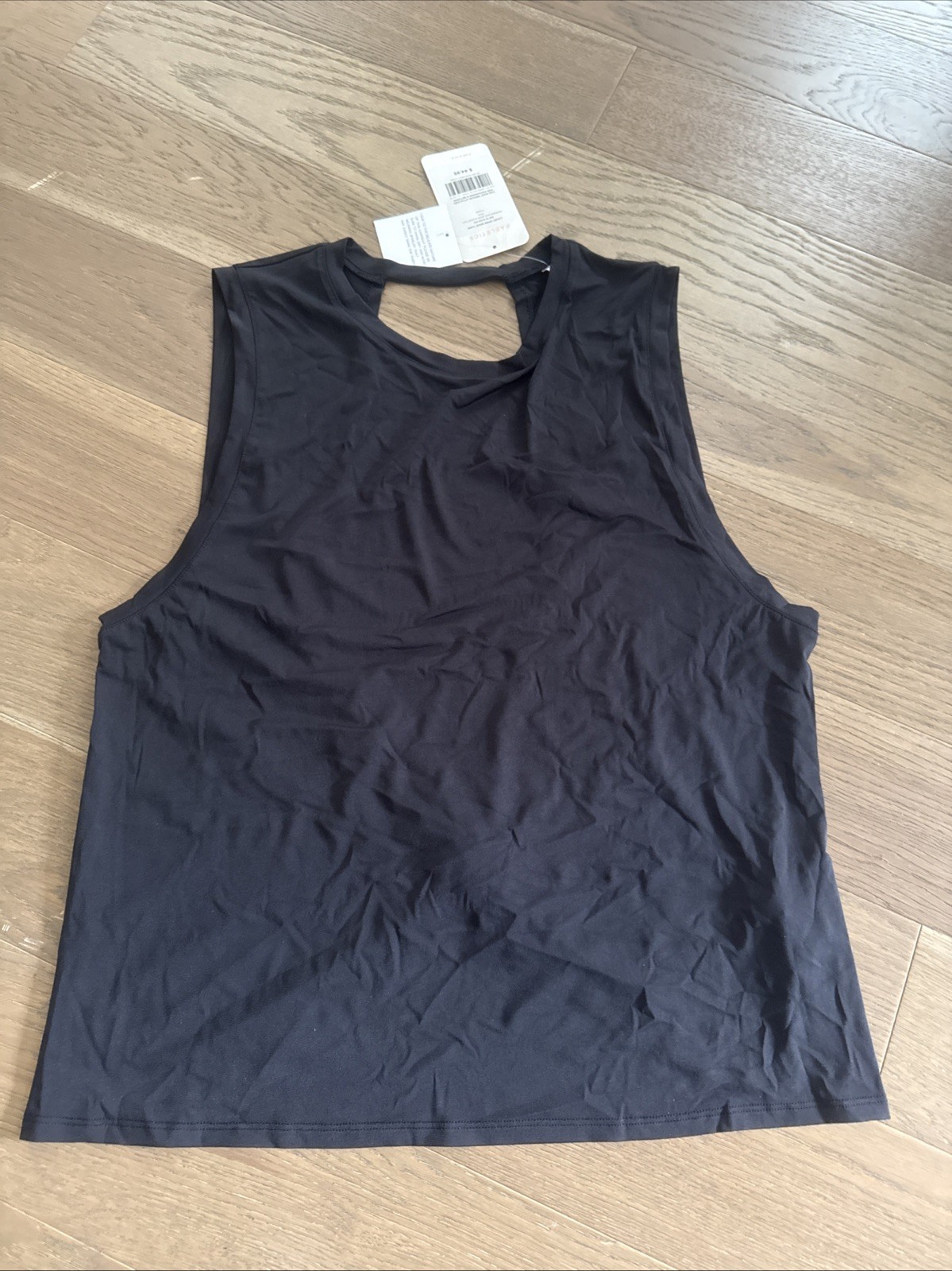 Womens Fabletics Lacey Open Back Exercise Gym Black Tank Size XL NWT