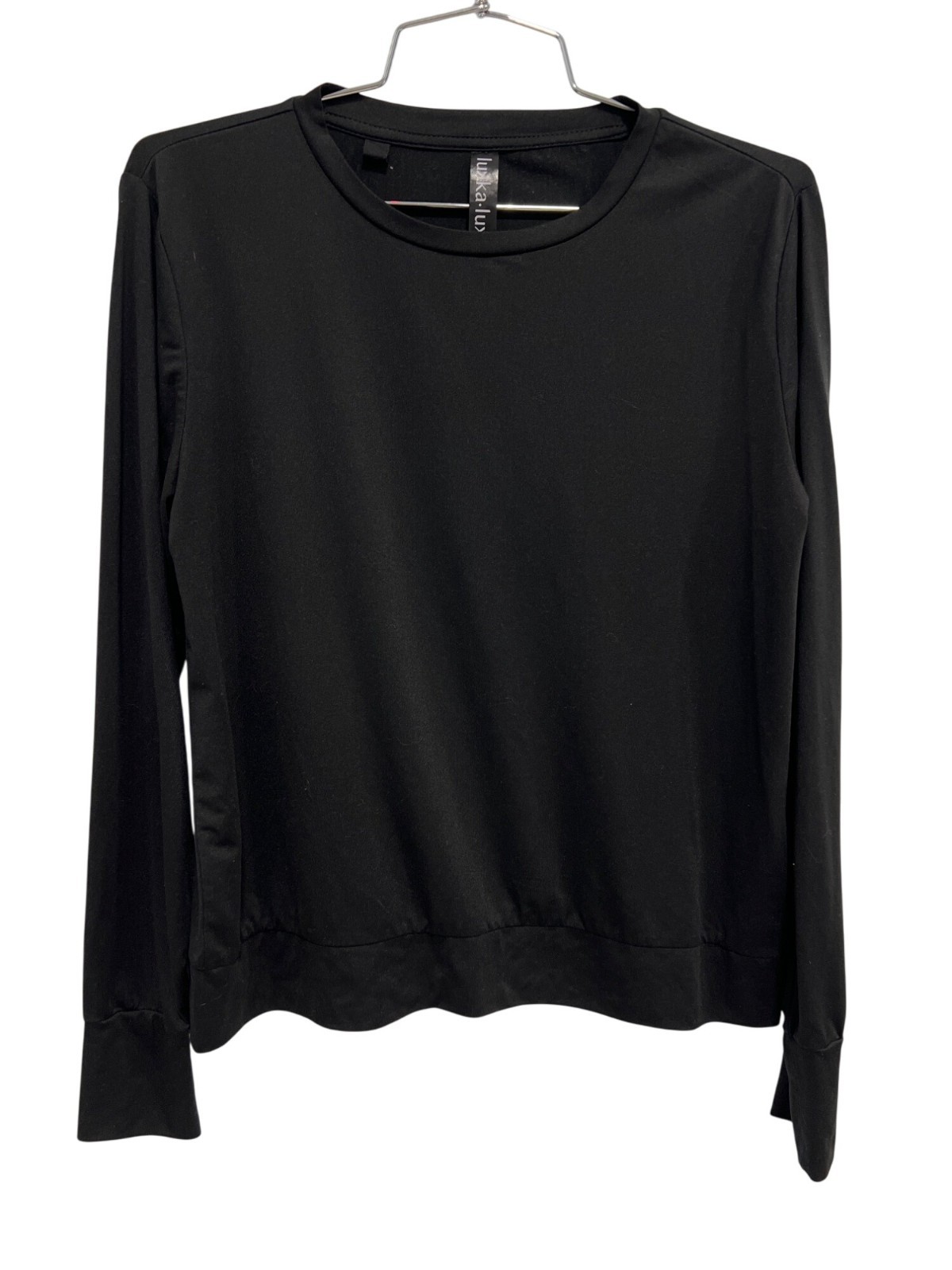 Lukka Lux Long Sleeve Athletic Top Size Small Crewneck Solid Black Sporty Active