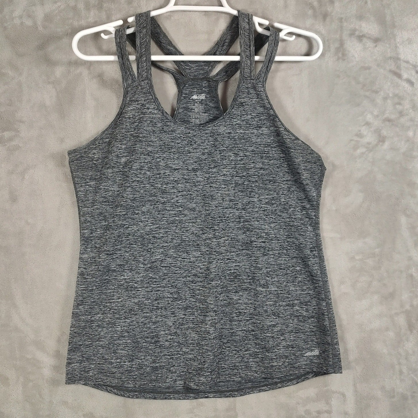 Women’s Avia Perfomance Active Tank Top Gray Double Strap Racerback Sz Medium