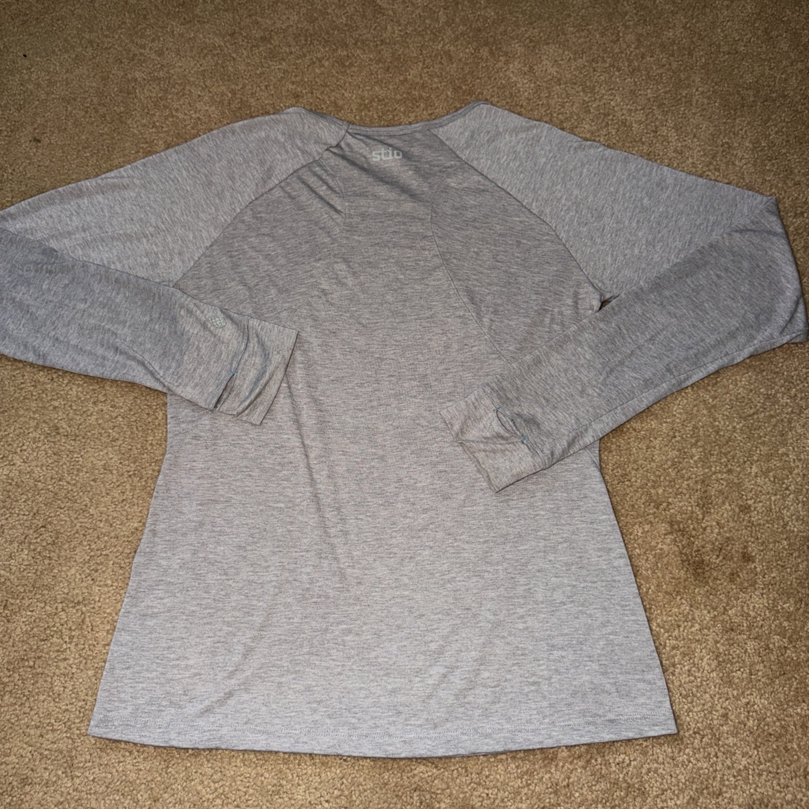 Stio Long Sleeve Performance Tee Medium Coral Gray Outdoor Activewear Thumb Hole