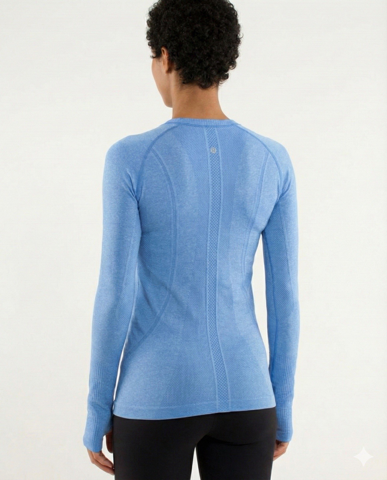 Lululemon Swiftly Tech 1.0 LS Heathered Blue Seamless Training Shirt Size 6 EUC