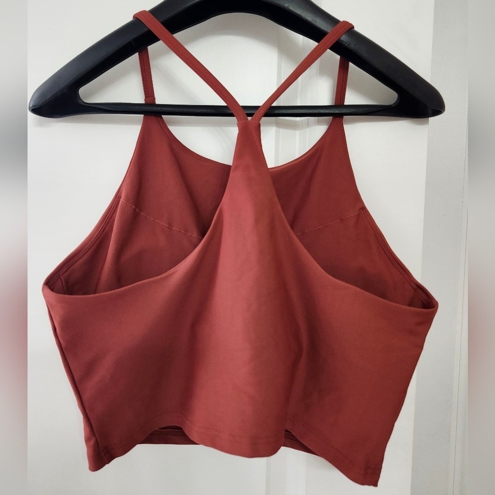 Old Navy Active PowerSoft High Neck Crop Tank Top Rust XL Built-In Bra Strappy