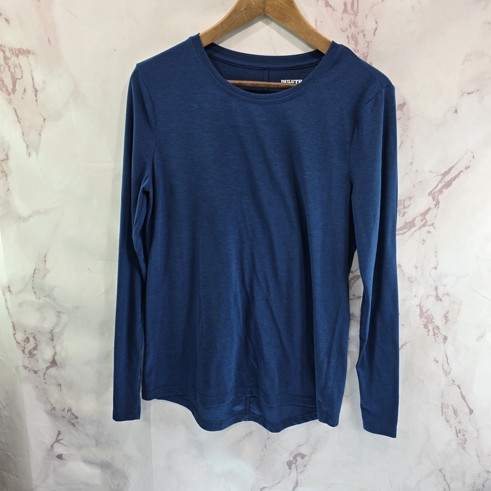Duluth Shirt Womens Small Blue Wool Blend Long Sleeve Crewneck Navy T Tee