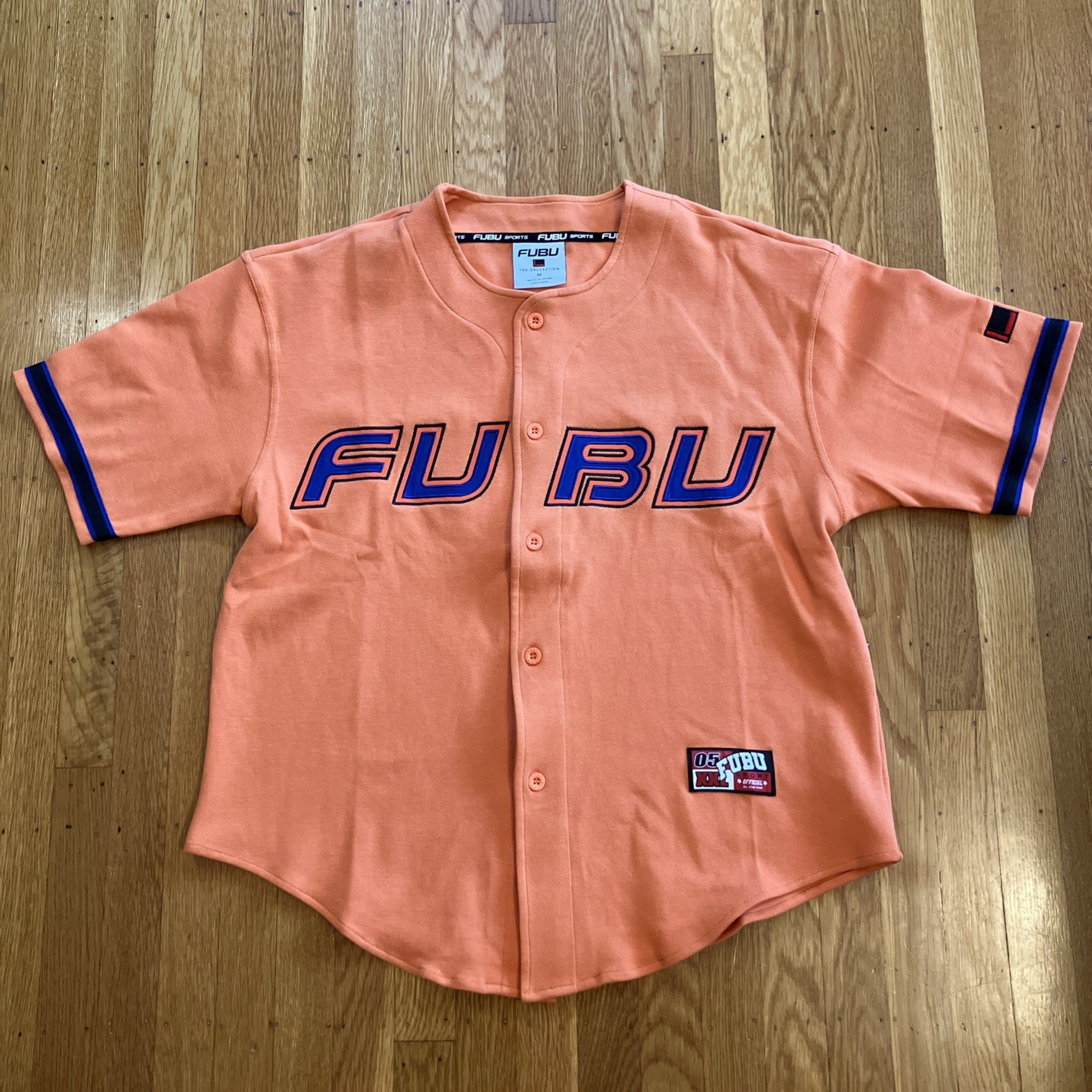FUBU Hells Kitchen Broadway Orange Jersey Mens Medium HK Alicia Keys