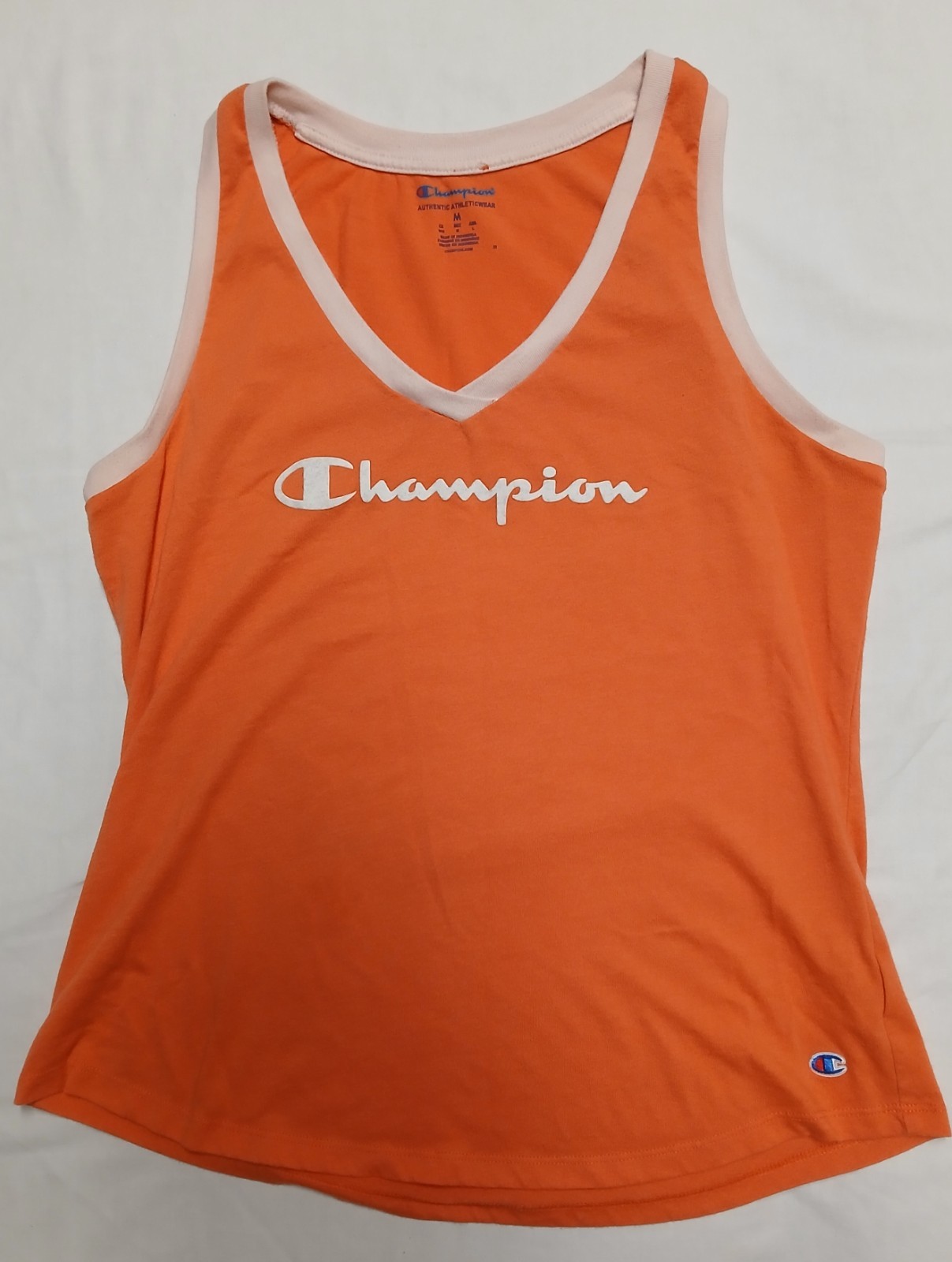 Champion Coral Orange Womens Medium Tank Top Athletic racer back workout soft