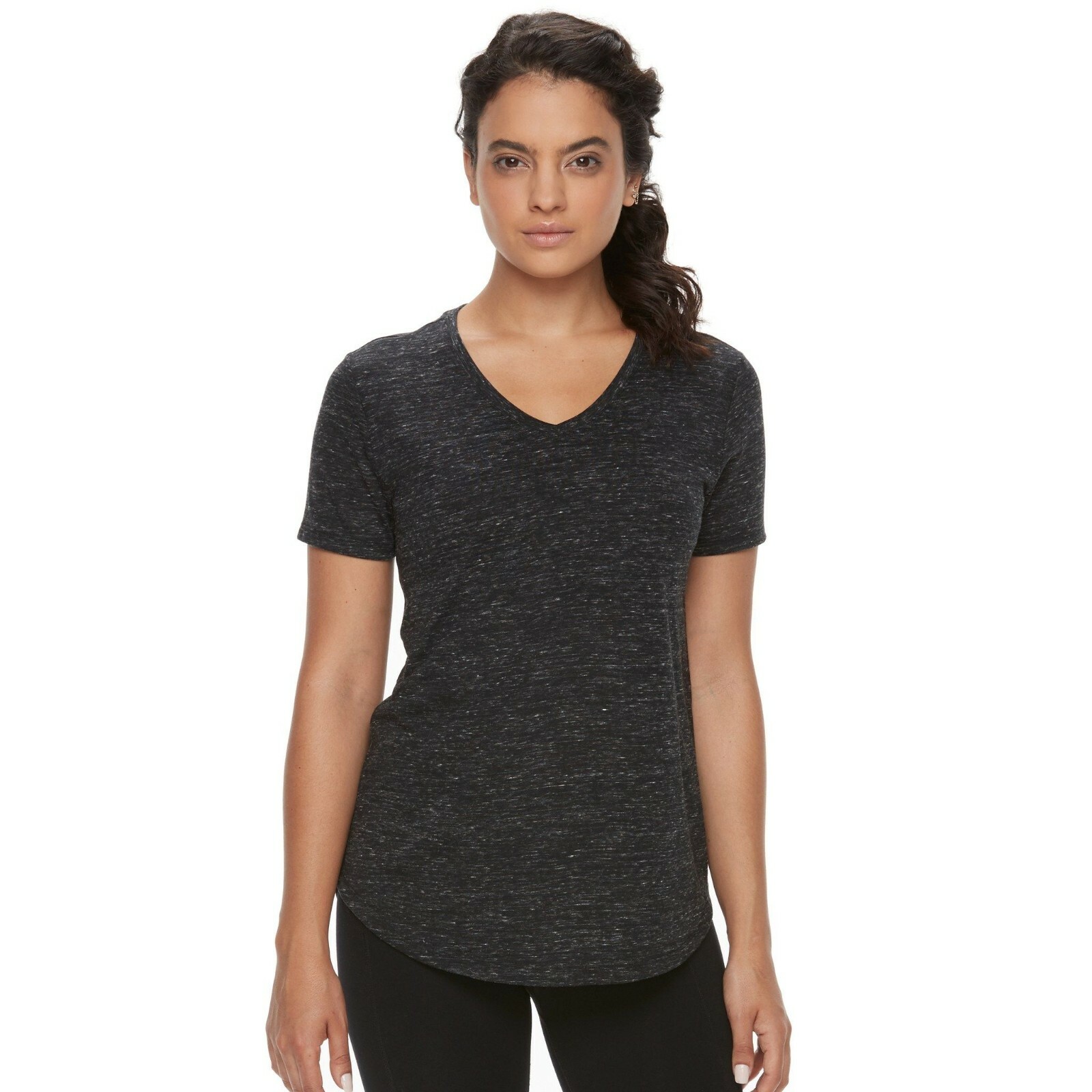 Tek Gear Medium V-Neck Yoga Tee Black MOISTURE WICKING DRY TECH Women’s