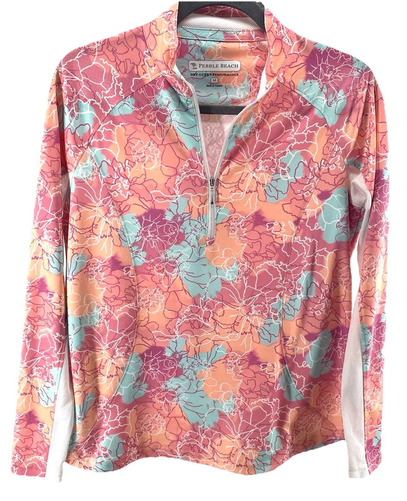 Pebble Beach Dry-Luxe Performance Pullover Floral Golf Top Women’s M NWOT